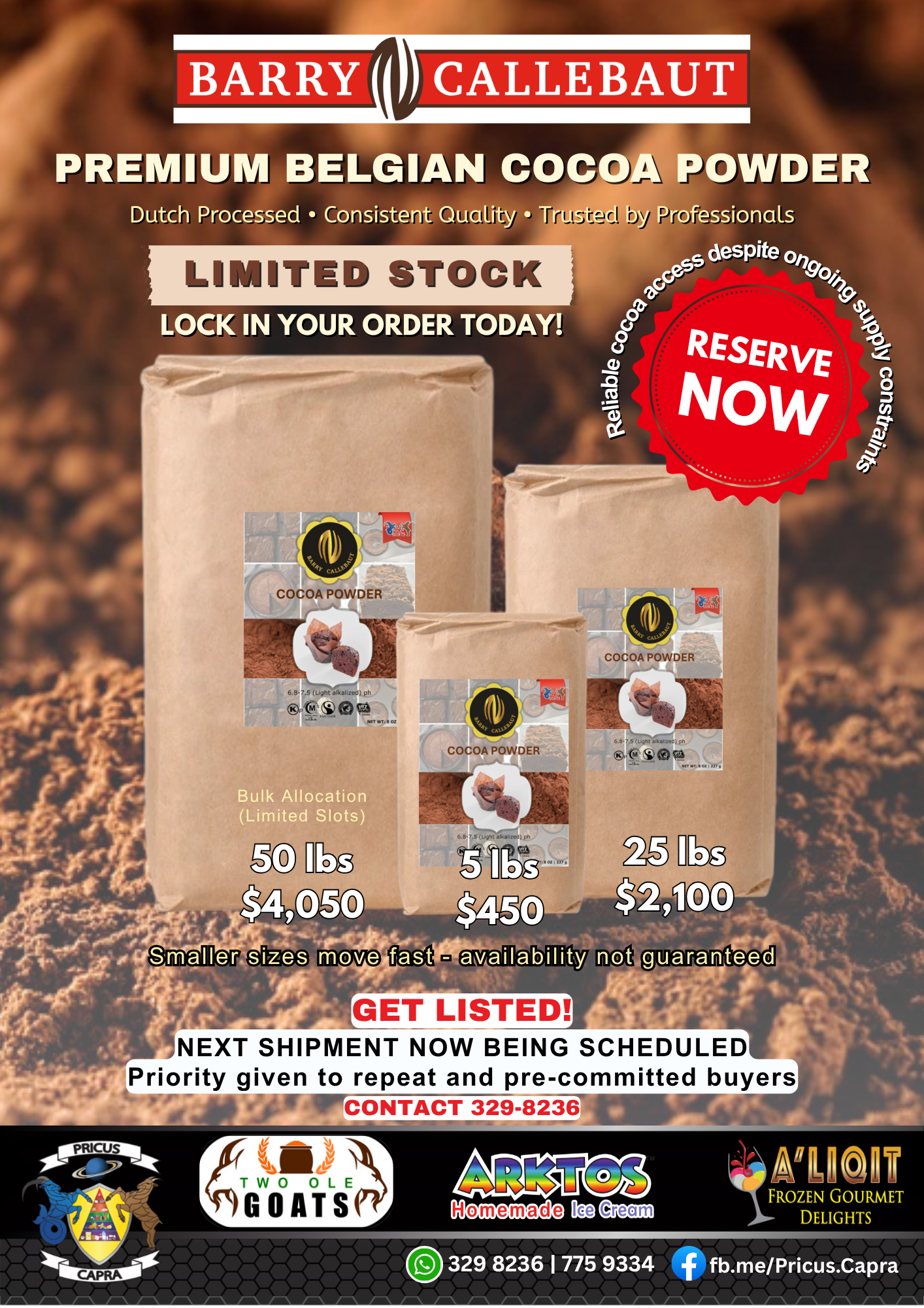 Barry Callebaut and Gerkens Cocoa Powder